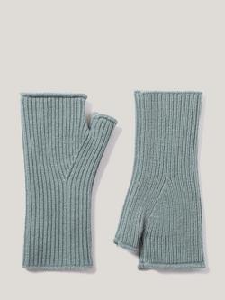 Jigsaw Wool Rich Fingerless Gloves, Blue, Blue