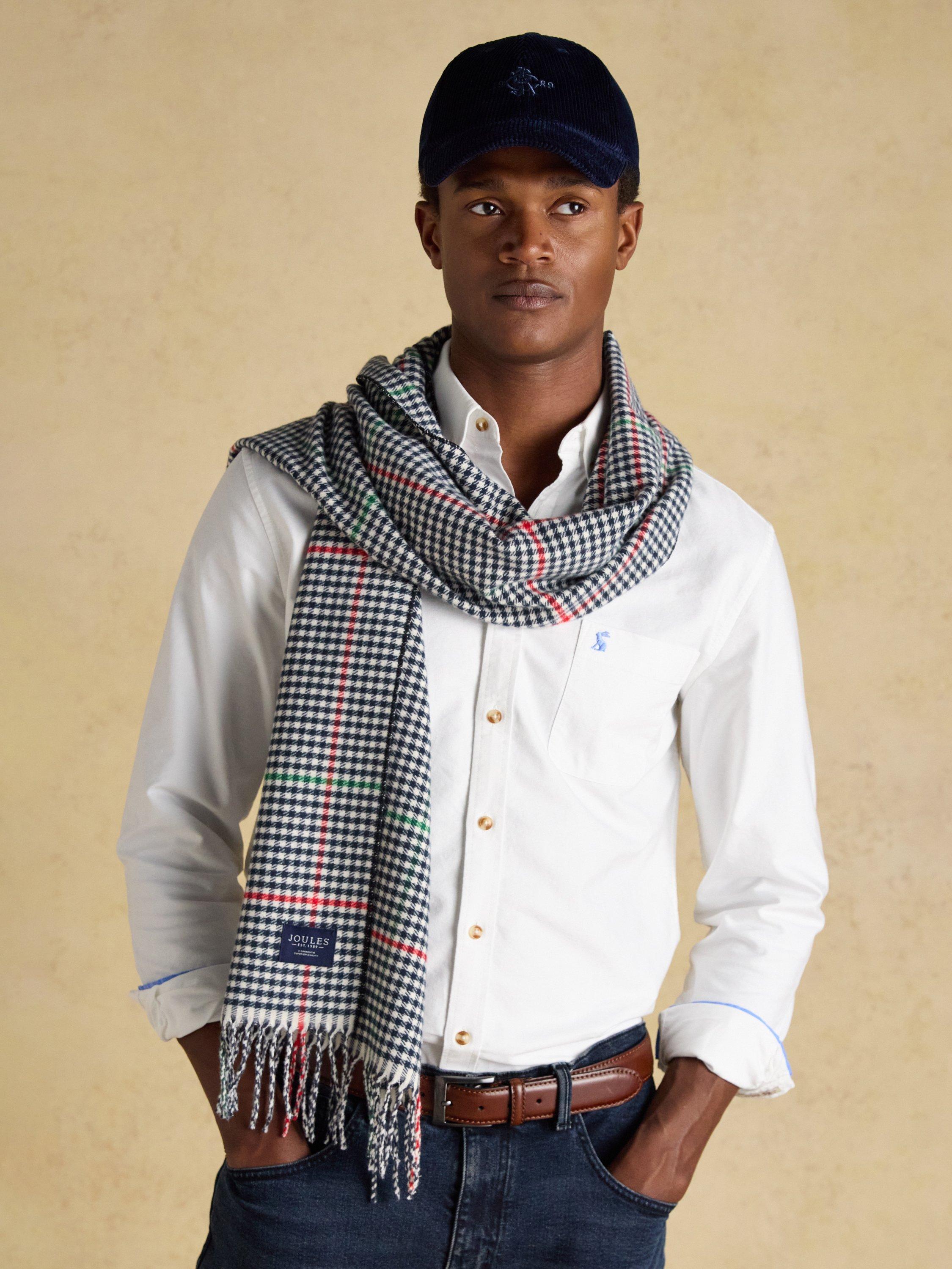 Product image 6 of 8, which shows Joules Langtree Check Scarf, Navy