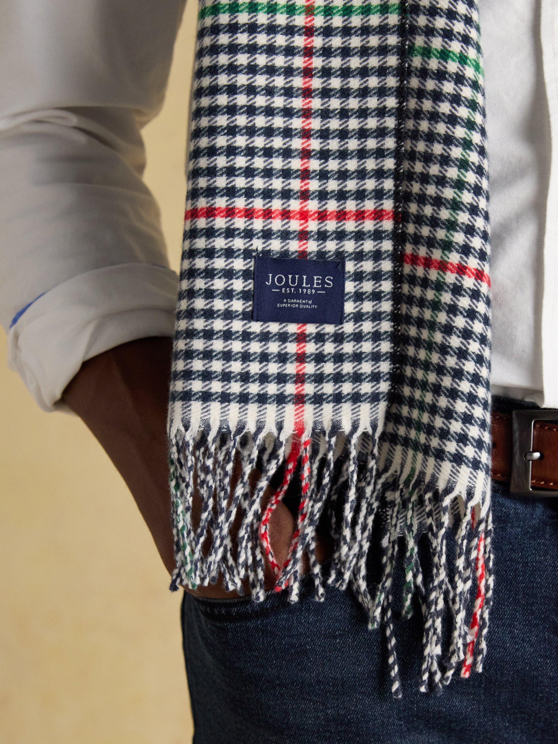 Product image 7 of 8, which shows Joules Langtree Check Scarf, Navy