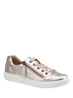 Hotter Chase II Leather Zip and Go Trainers, Soft Gold - view 2, Soft Gold