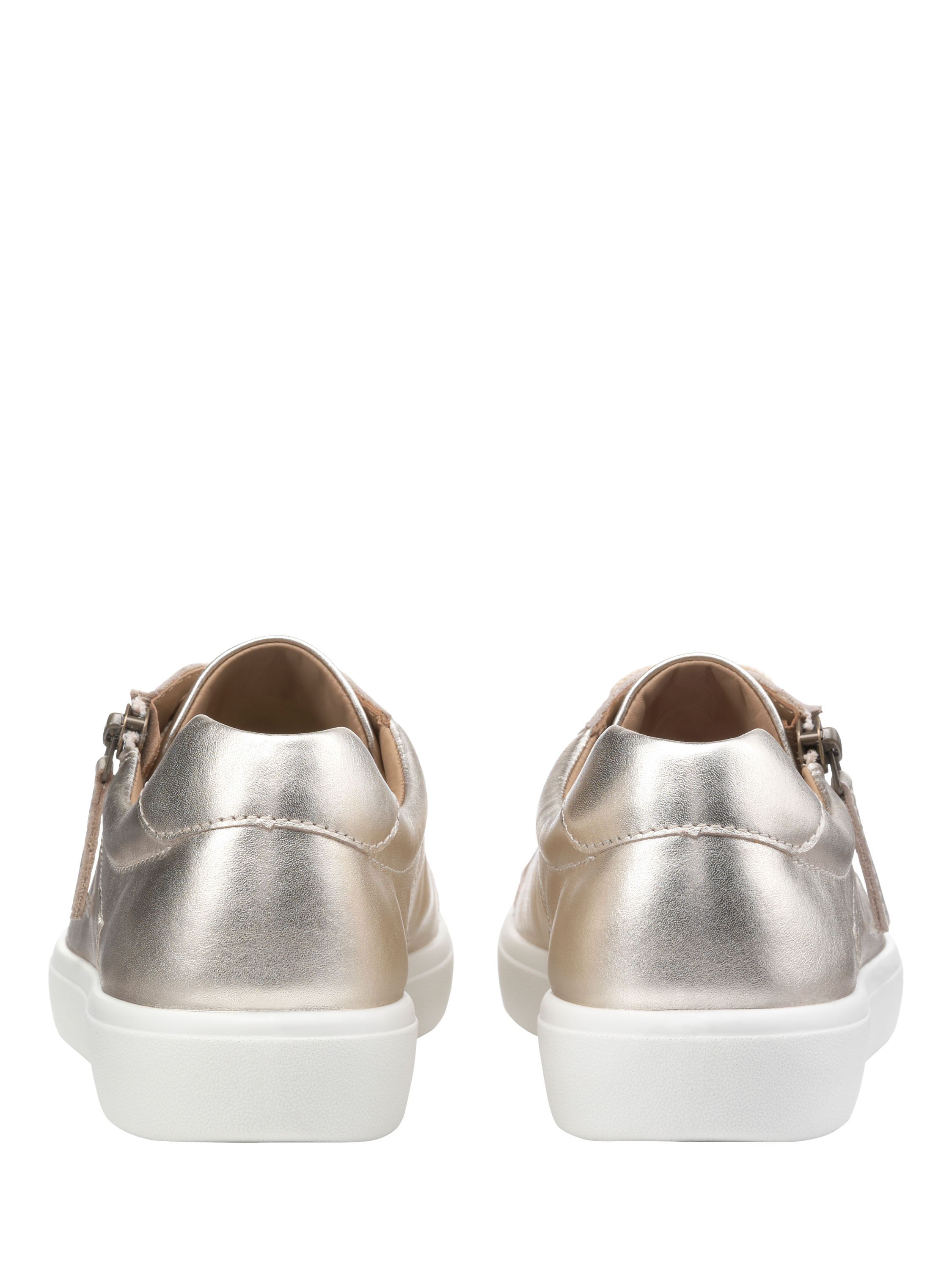 Product image 4 of 4, which shows Hotter Chase II Leather Zip and Go Trainers, Soft Gold, 3S