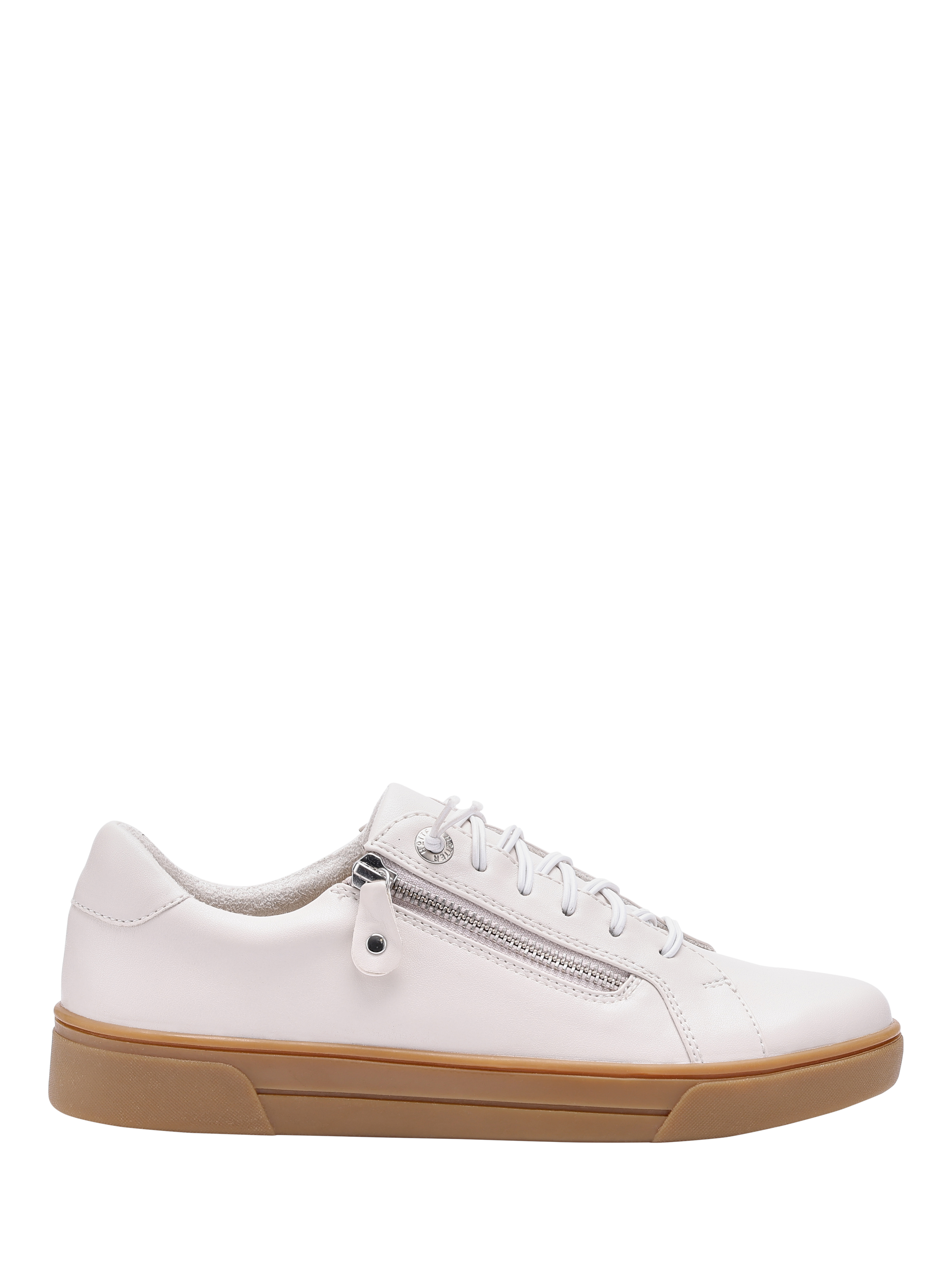 Product image 1 of 4, which shows Hotter Leonie Zip Detail Trainers, White Sand, 3S