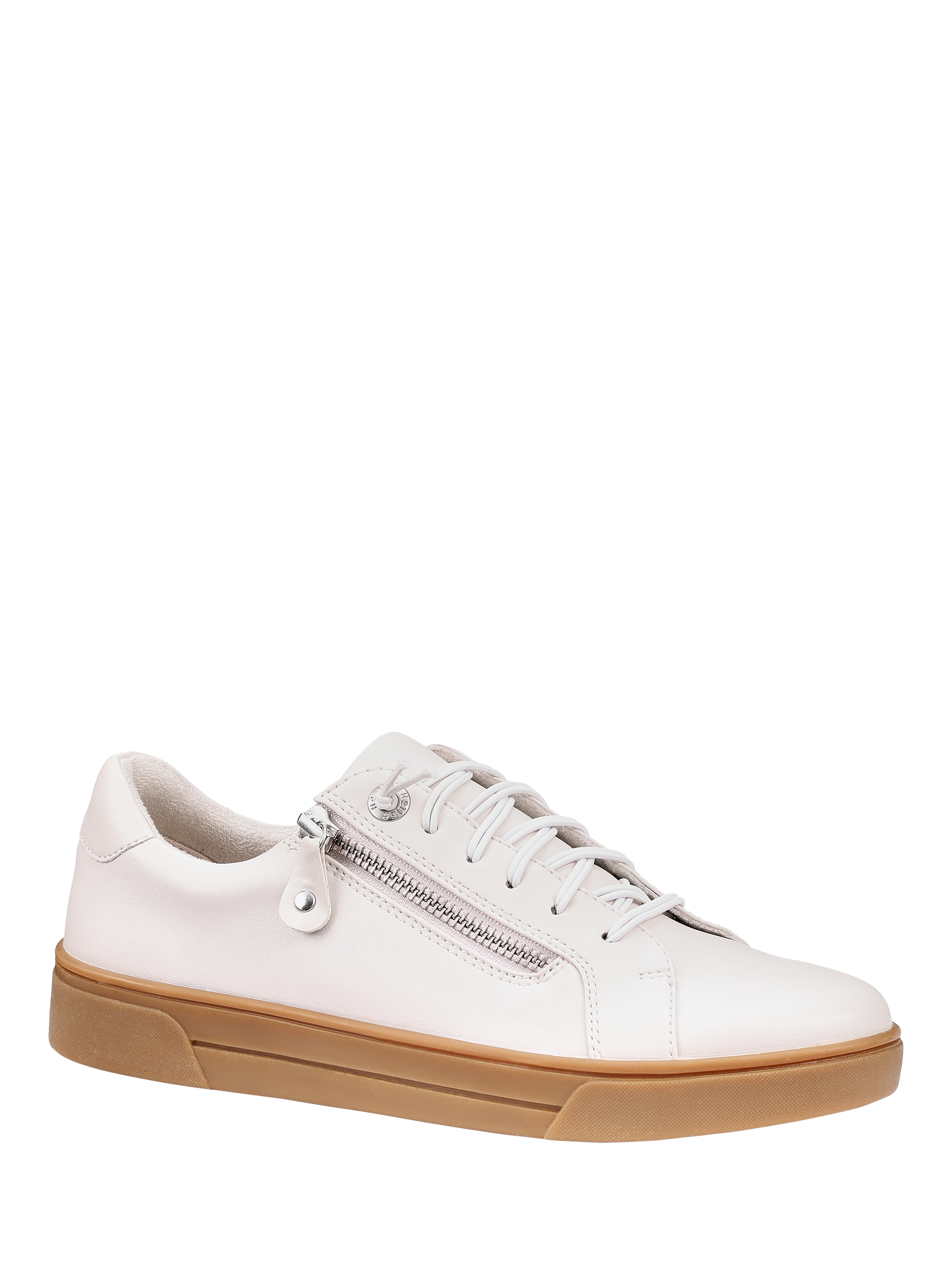 Product image 2 of 4, which shows Hotter Leonie Zip Detail Trainers, White Sand, 3S