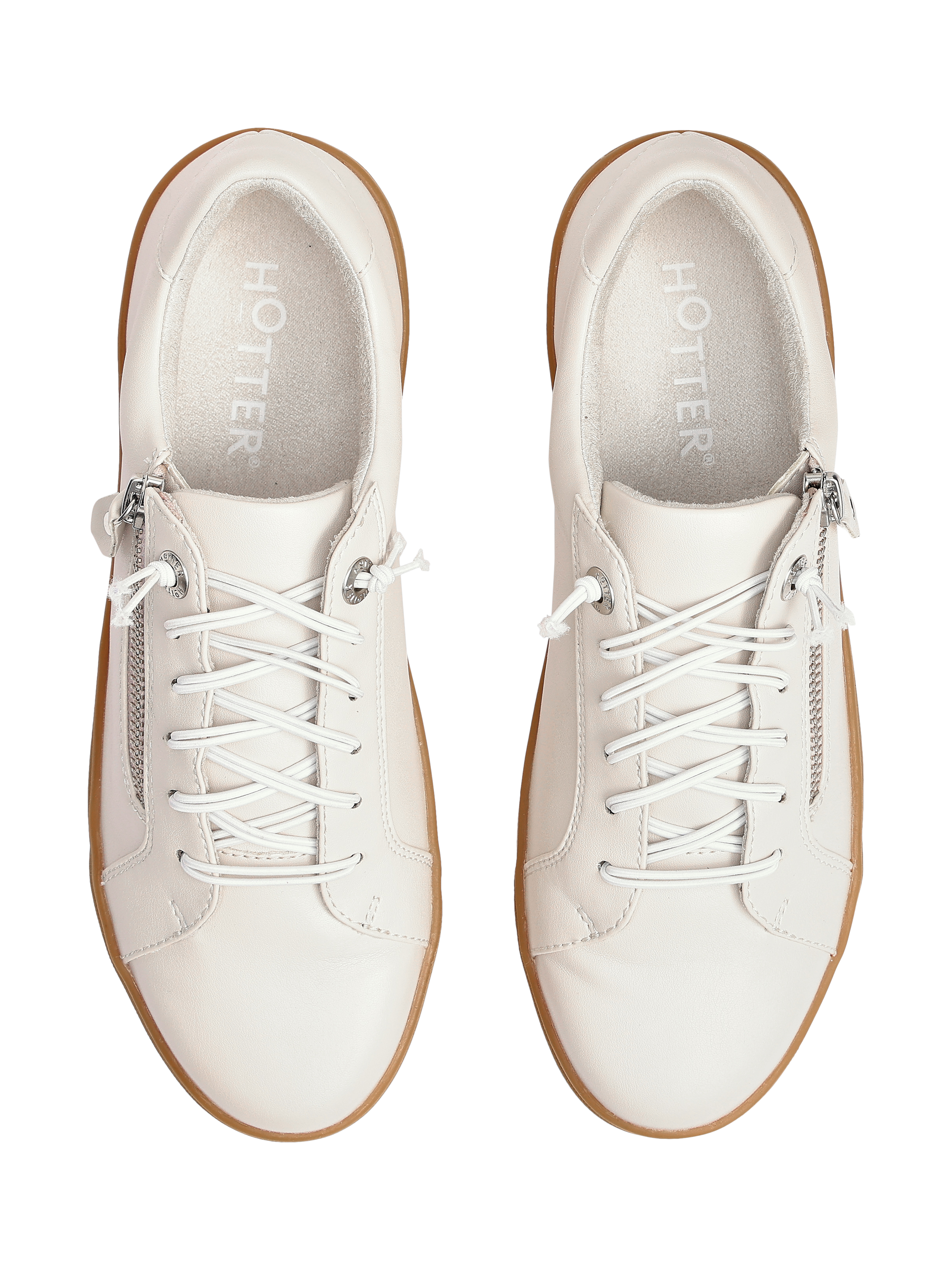 Product image 3 of 4, which shows Hotter Leonie Zip Detail Trainers, White Sand, 3S