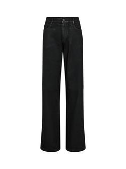 MOS MOSH Dara Coated Wide Leg Jeans, Black, Black