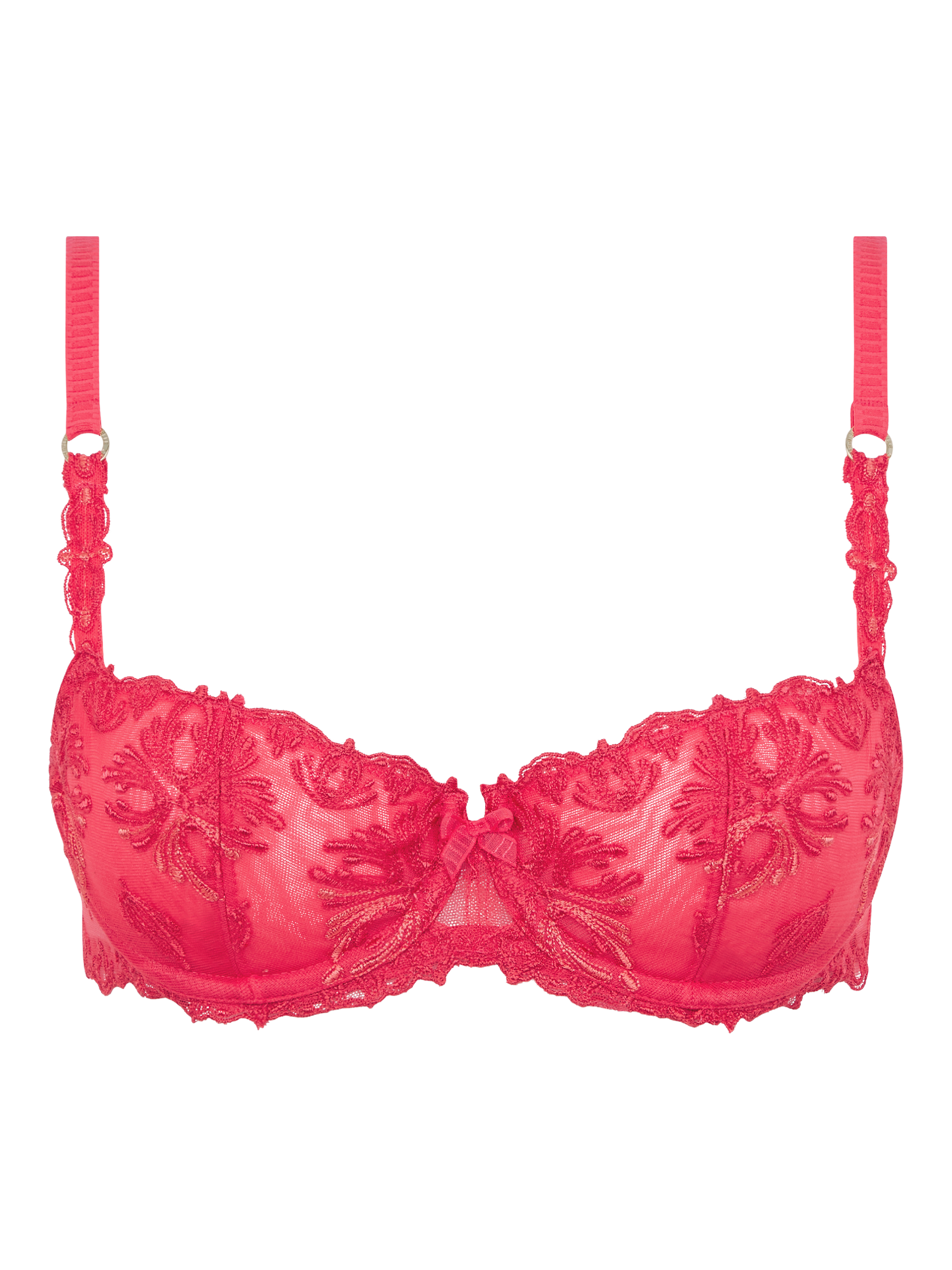 Product image 6 of 7, which shows Chantelle Champs Elysées Lace Balconette Bra, Sweet Velvet Red, 32C