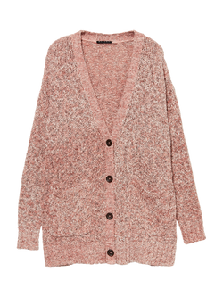 SISLEY V-Neck Maxi Cardigan, Pink, Pink