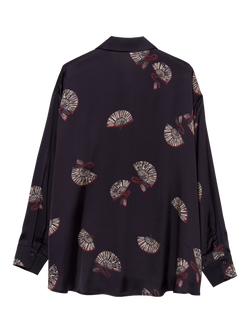 SISLEY Oversized Satin Fan Print Shirt - view 2, Black