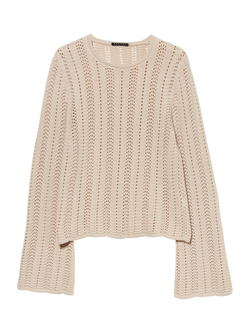 SISLEY Bell Sleeve Textured Stitch Jumper, Ecru