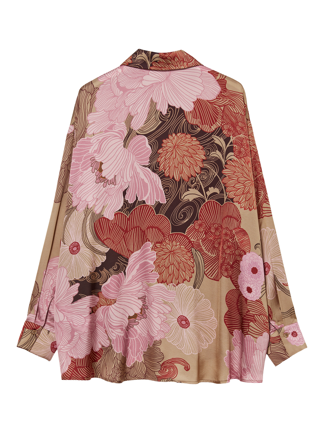 Product image 2 of 2, which shows SISLEY Oversized Satin Floral Print Blouse, Red/Multi, L