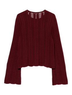 SISLEY Bell Sleeve Textured Stitch Jumper - view 2, Bordeaux