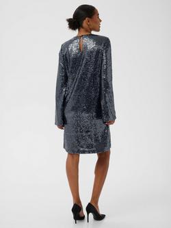 KAFFE KAlau Sequin Mini Dress, Dark Silver - view 2, Dark Silver