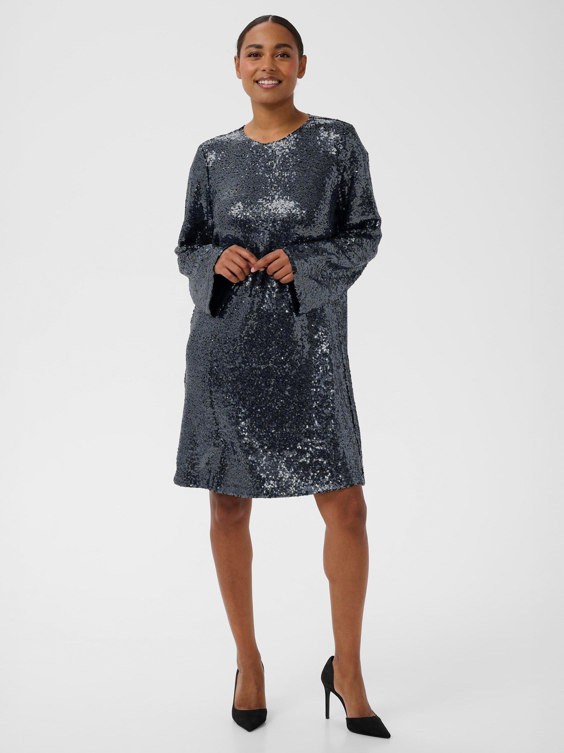 Product image 3 of 6, which shows KAFFE KAlau Sequin Mini Dress, Dark Silver, XS