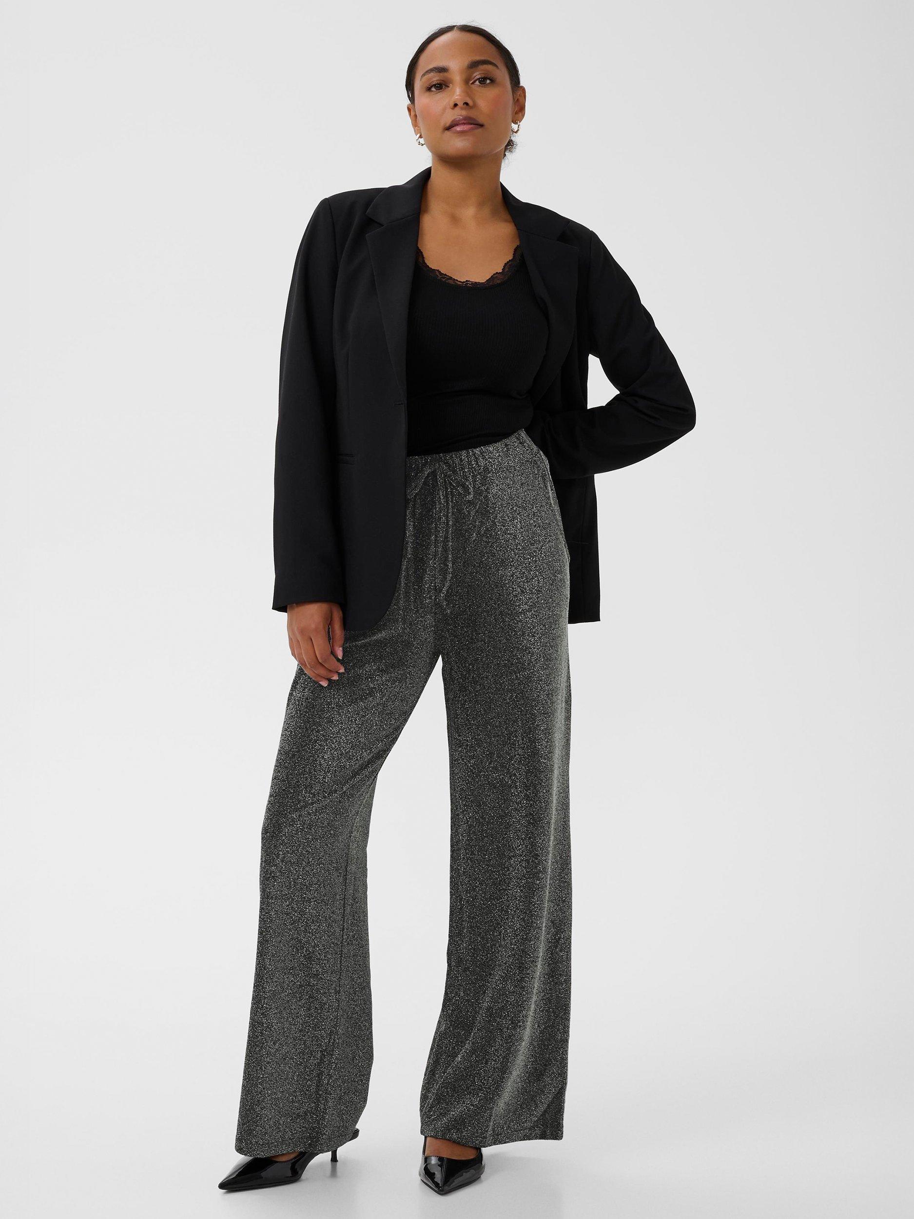 Product image 3 of 6, which shows KAFFE KArita Glitter Trousers, Metallic Silver, XS