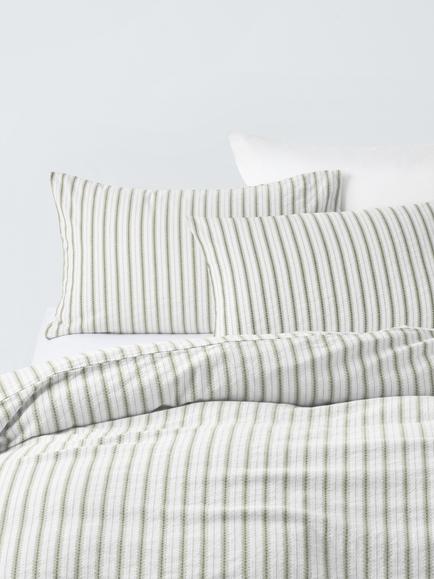 John Lewis Mia Stripe Pure Cotton Weave, Avocado