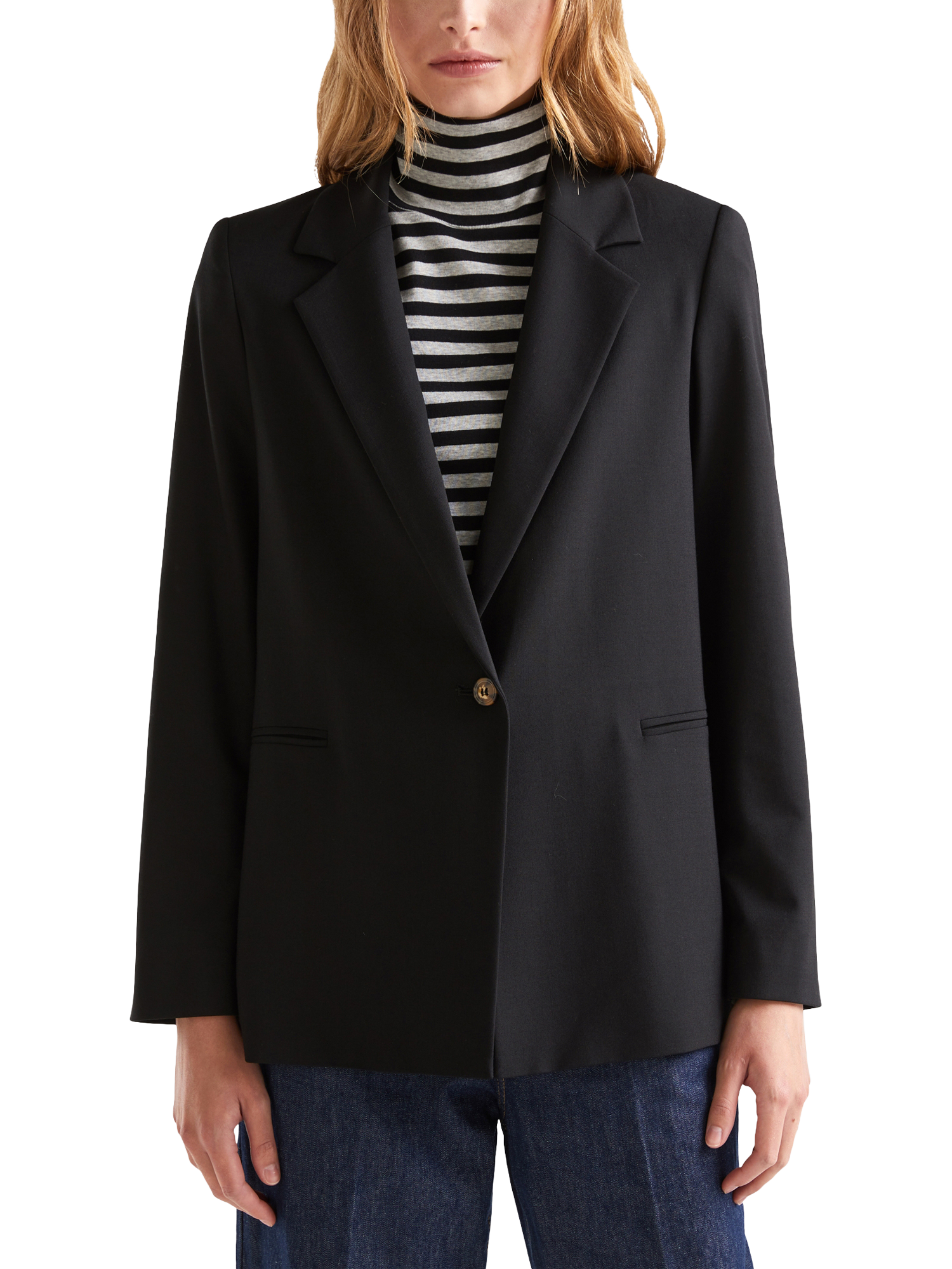 Product image 1 of 3, which shows Benetton Relaxed Fit Single Breasted Blazer, Black, 6