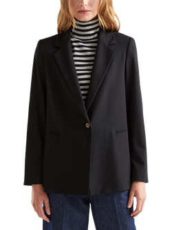 Benetton Relaxed Fit Single Breasted Blazer, Black