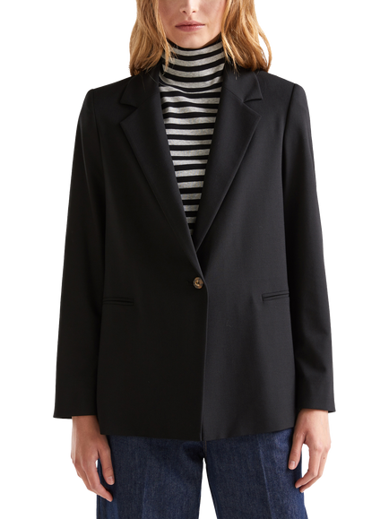 Benetton Relaxed Fit Single Breasted Blazer, Black