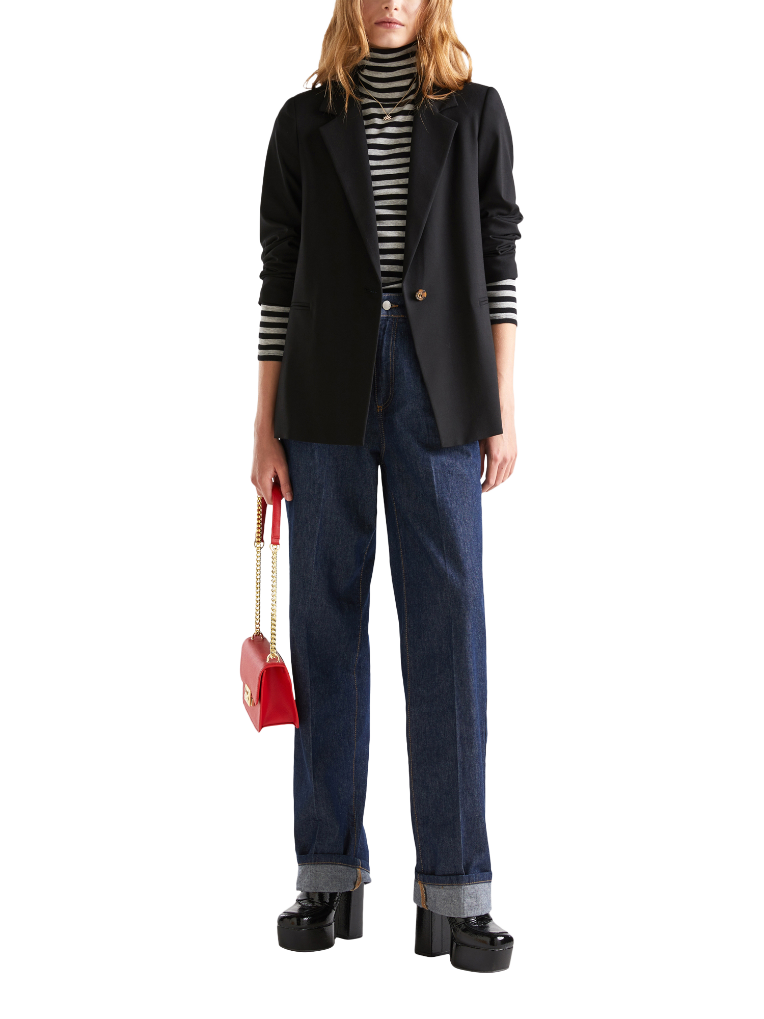 Product image 3 of 3, which shows Benetton Relaxed Fit Single Breasted Blazer, Black, 6