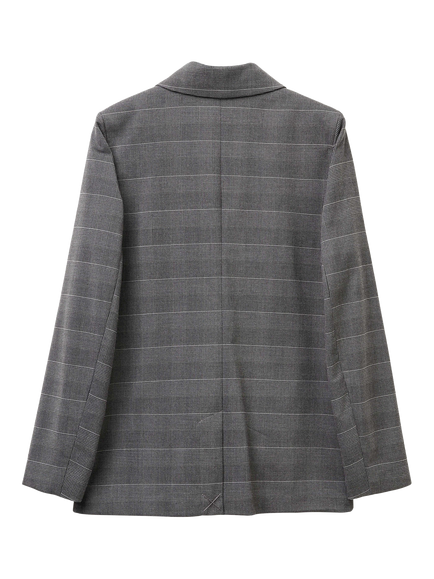 Benetton Tailored Yarn-Dyed Checked Blazer - view 2, Grey/Multi