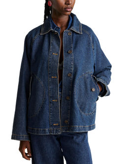 Benetton Cotton Long Sleeve Denim Trench Coat, Blue