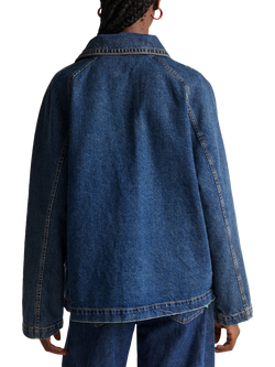 Benetton Cotton Long Sleeve Denim Trench Coat - view 2, Blue