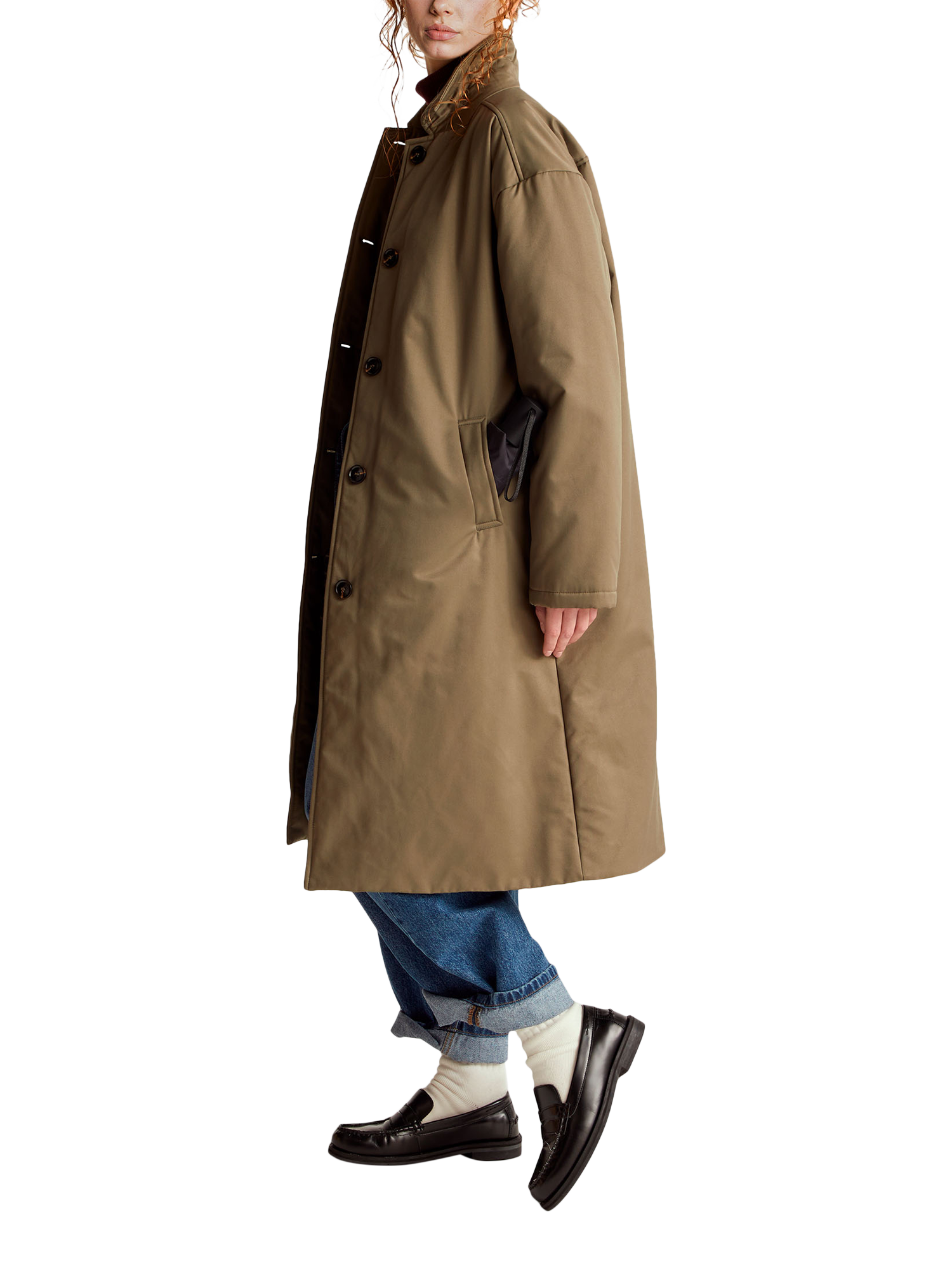 Product image 3 of 3, which shows Benetton Longline Cotton Blend Jacket , Green, XS