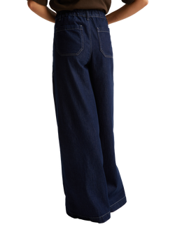 Benetton Cargo Wide Leg Cotton Denim Trousers - view 2, Blue
