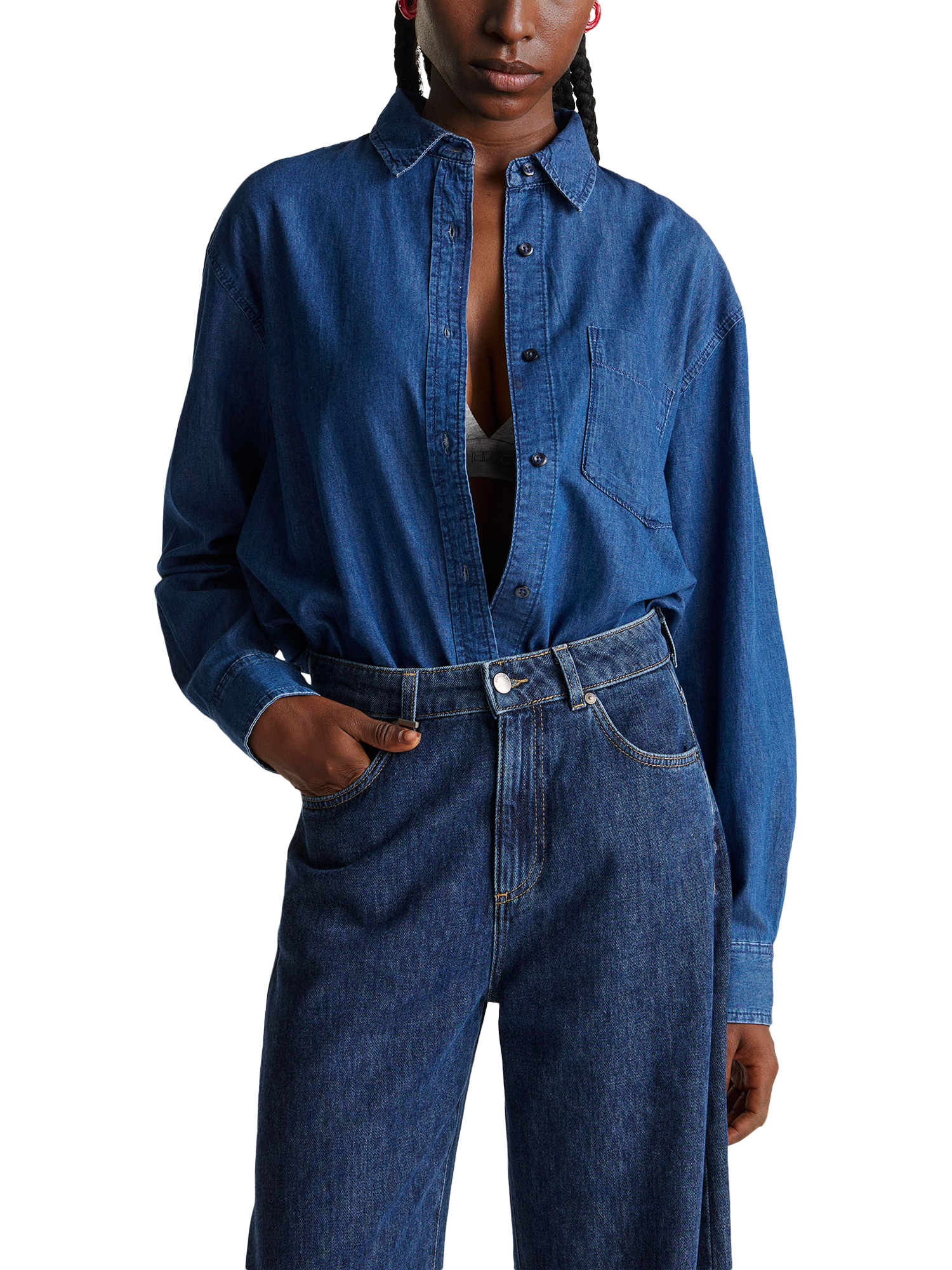 Product image 1 of 3, which shows Benetton Regular Fit Cotton Shirt, Blue, XS