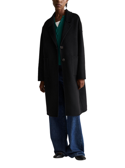 Benetton Wool Blend Dropped Shoulder Coat, Black