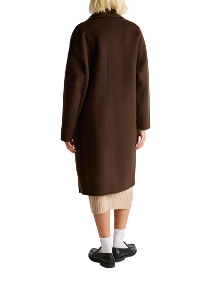 Benetton Longline Wool Blend V-Neck Coat - view 2, Brown