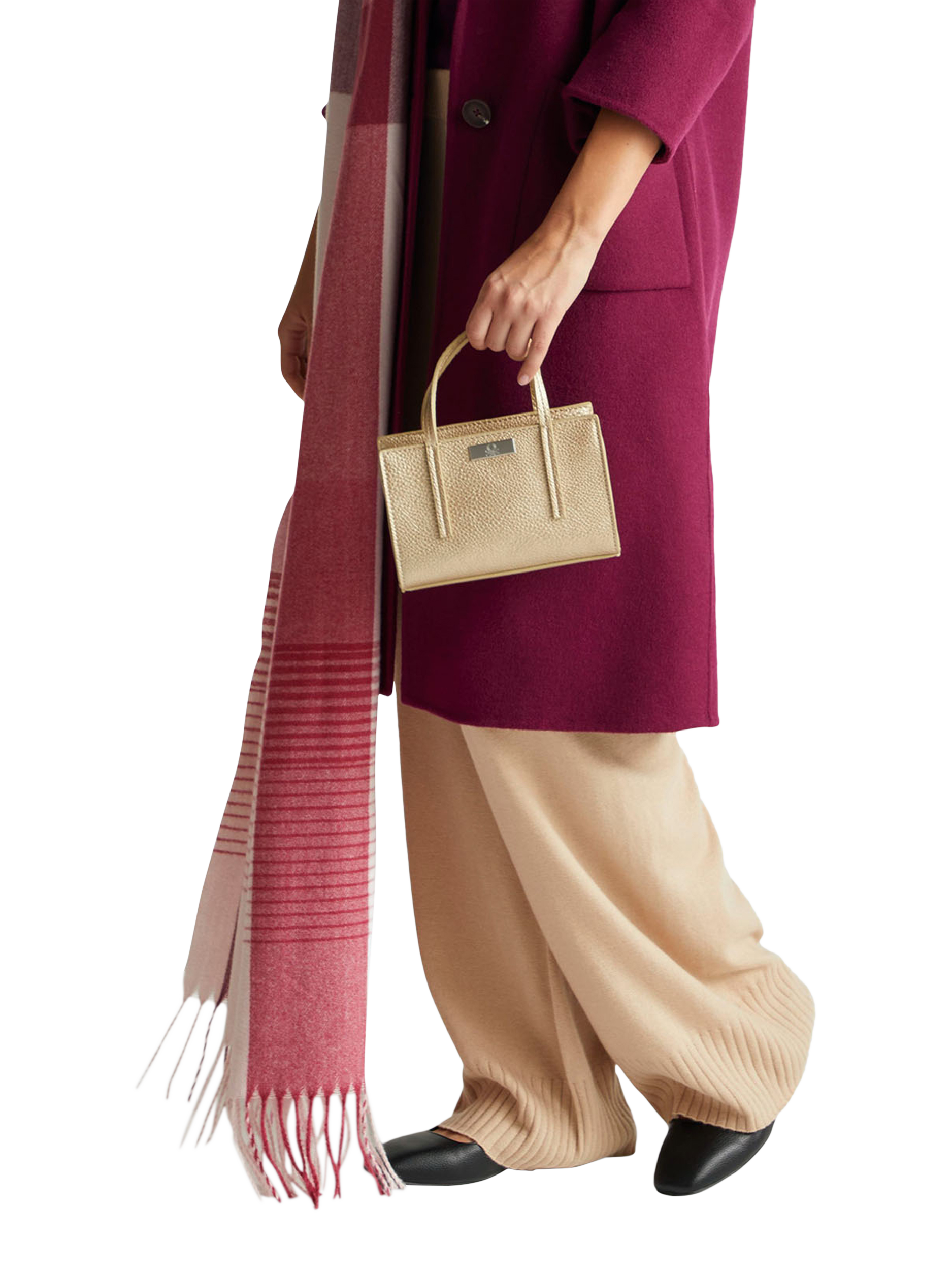 Product image 3 of 3, which shows Benetton Wool Blend Dropped Shoulder Coat , Violet, XS