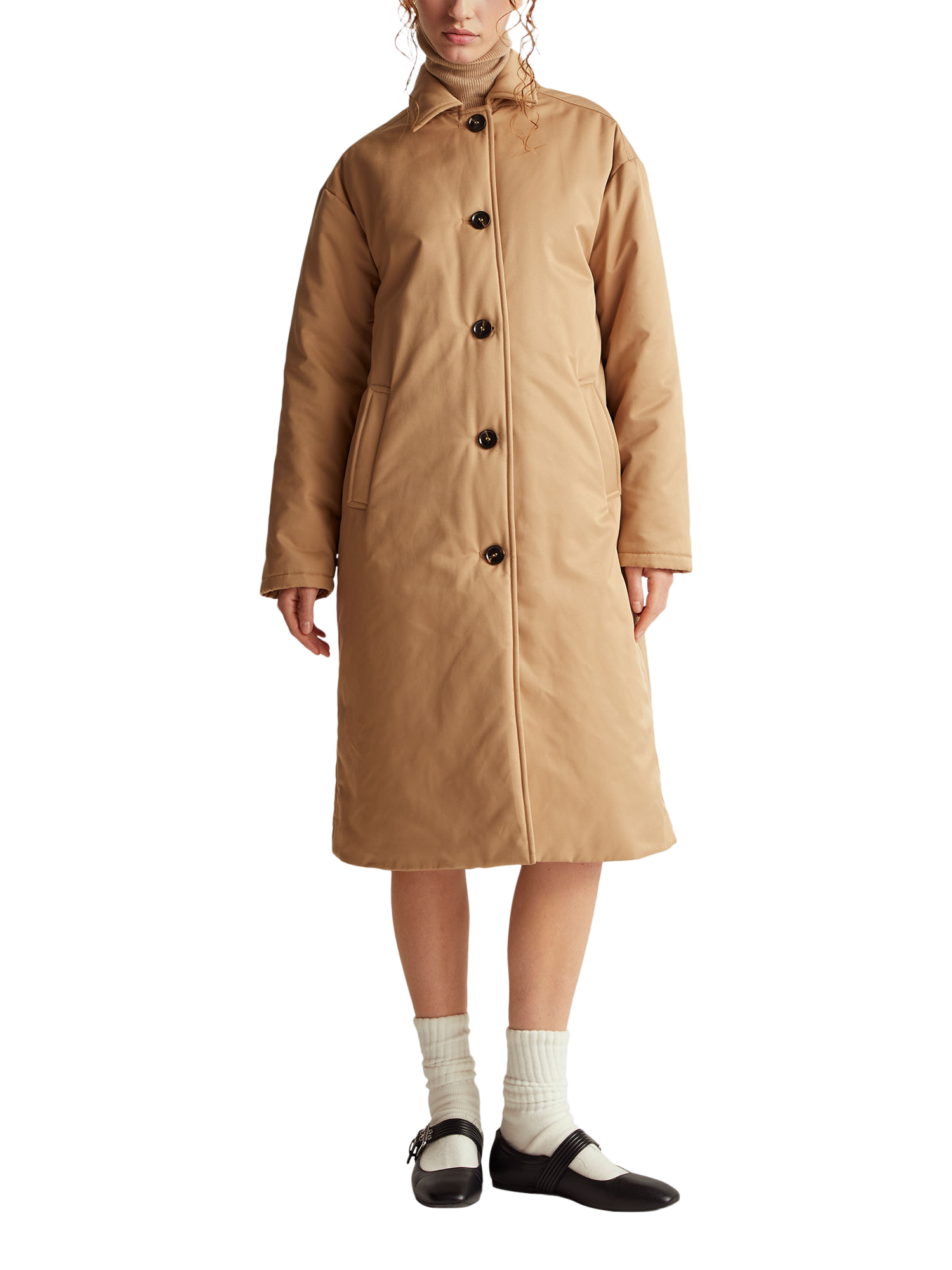 Product image 1 of 3, which shows Benetton Longline Cotton Blend Jacket , Beige, XS