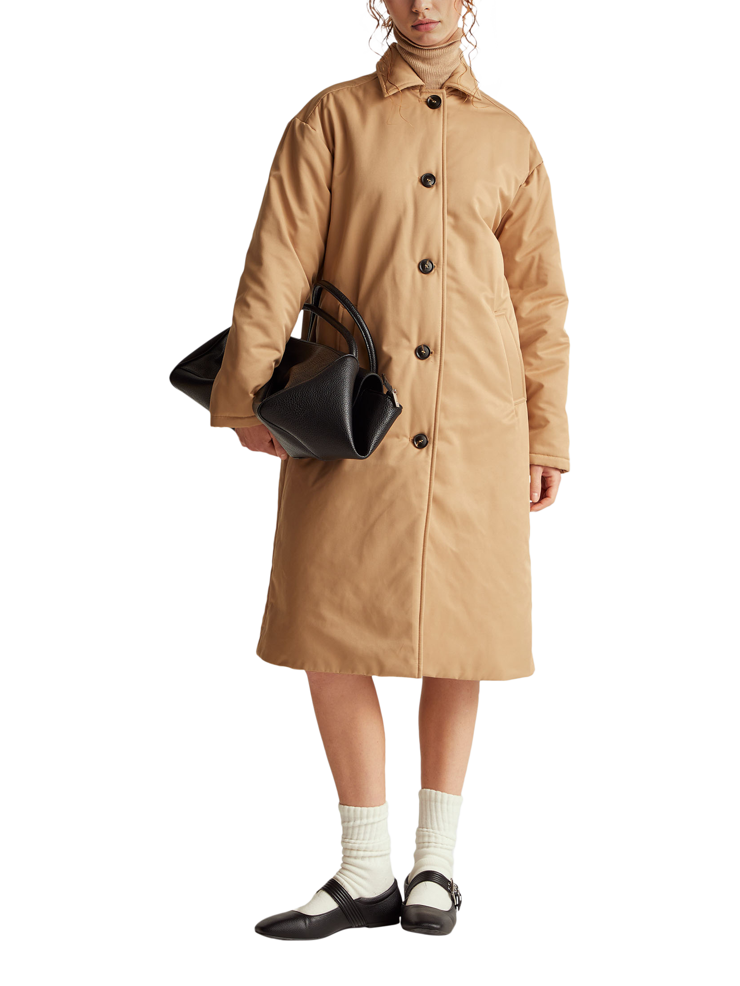 Product image 3 of 3, which shows Benetton Longline Cotton Blend Jacket , Beige, XS