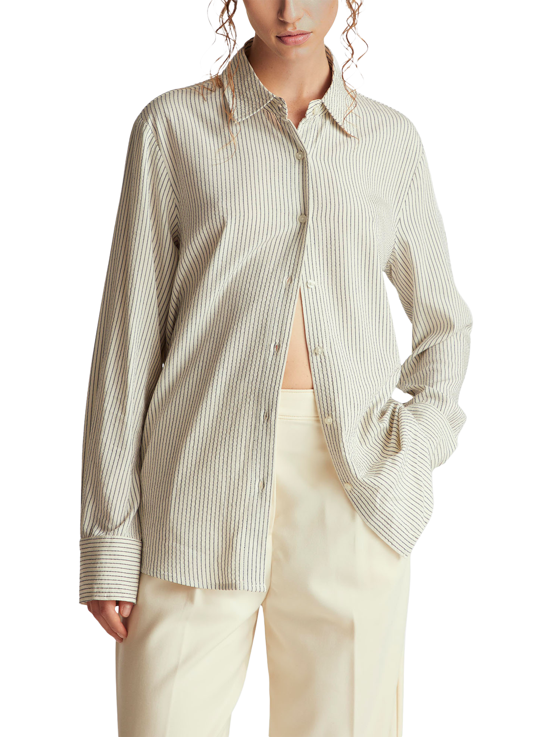 Product image 1 of 5, which shows Benetton Regular Fit Stripe Shirt, Blue/Multi, XS