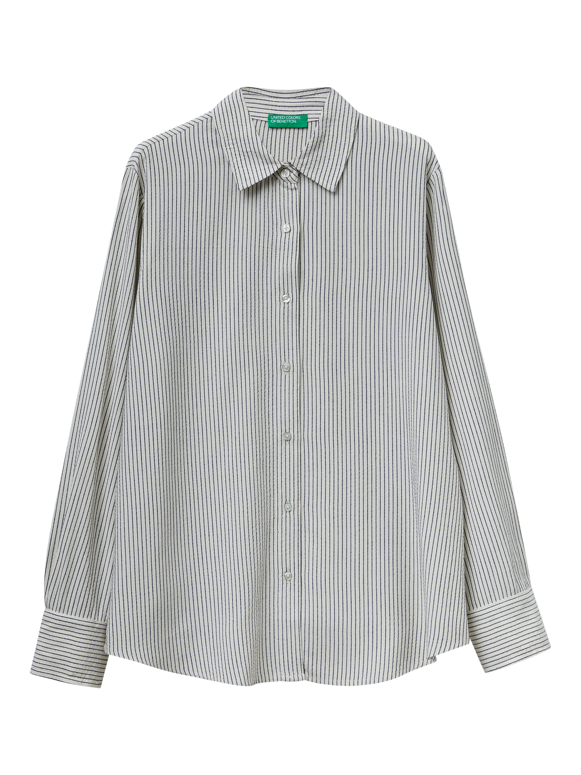 Product image 4 of 5, which shows Benetton Regular Fit Stripe Shirt, Blue/Multi, XS