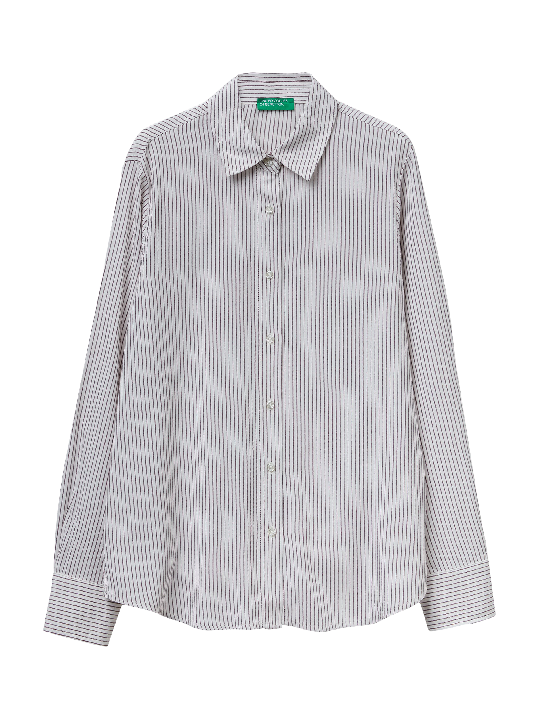 Product image 4 of 5, which shows Benetton Regular Fit Stripe Shirt, Grey/Multi, XS