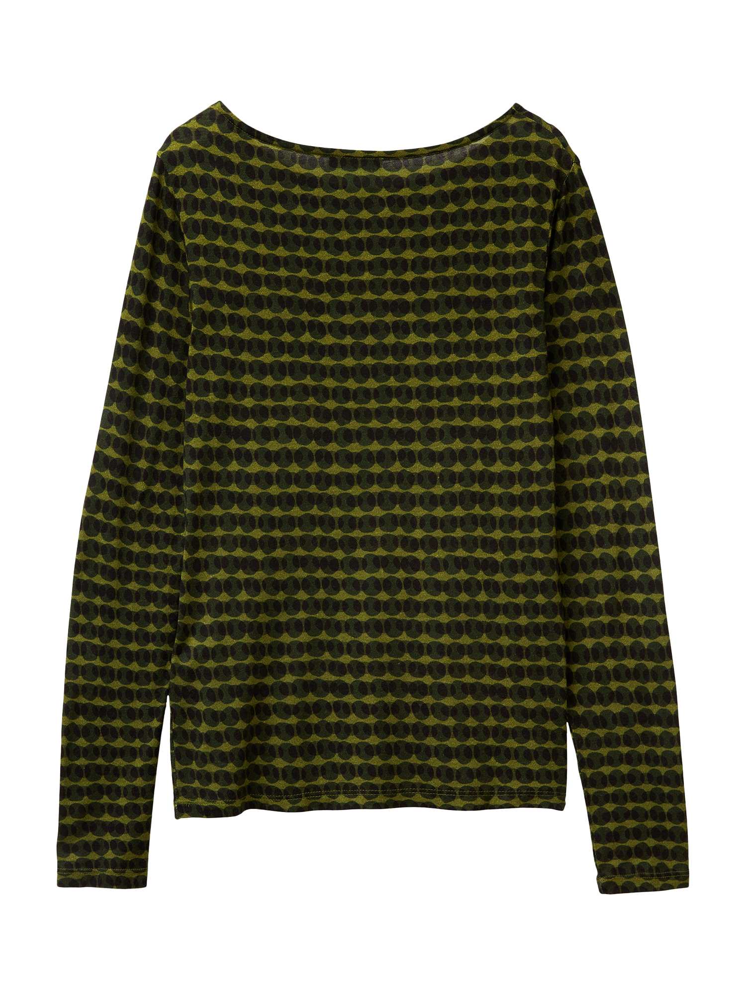 Product image 2 of 2, which shows Benetton Long Sleeve Geometric Print T-Shirt , Green, S