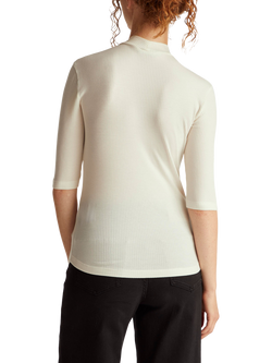 Benetton Slim Fit High Neck Ribbed Top - view 2, White