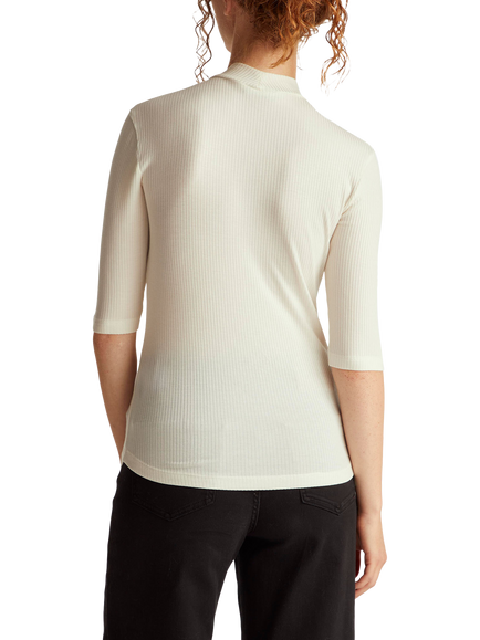 Benetton Slim Fit High Neck Ribbed Top - view 2, White