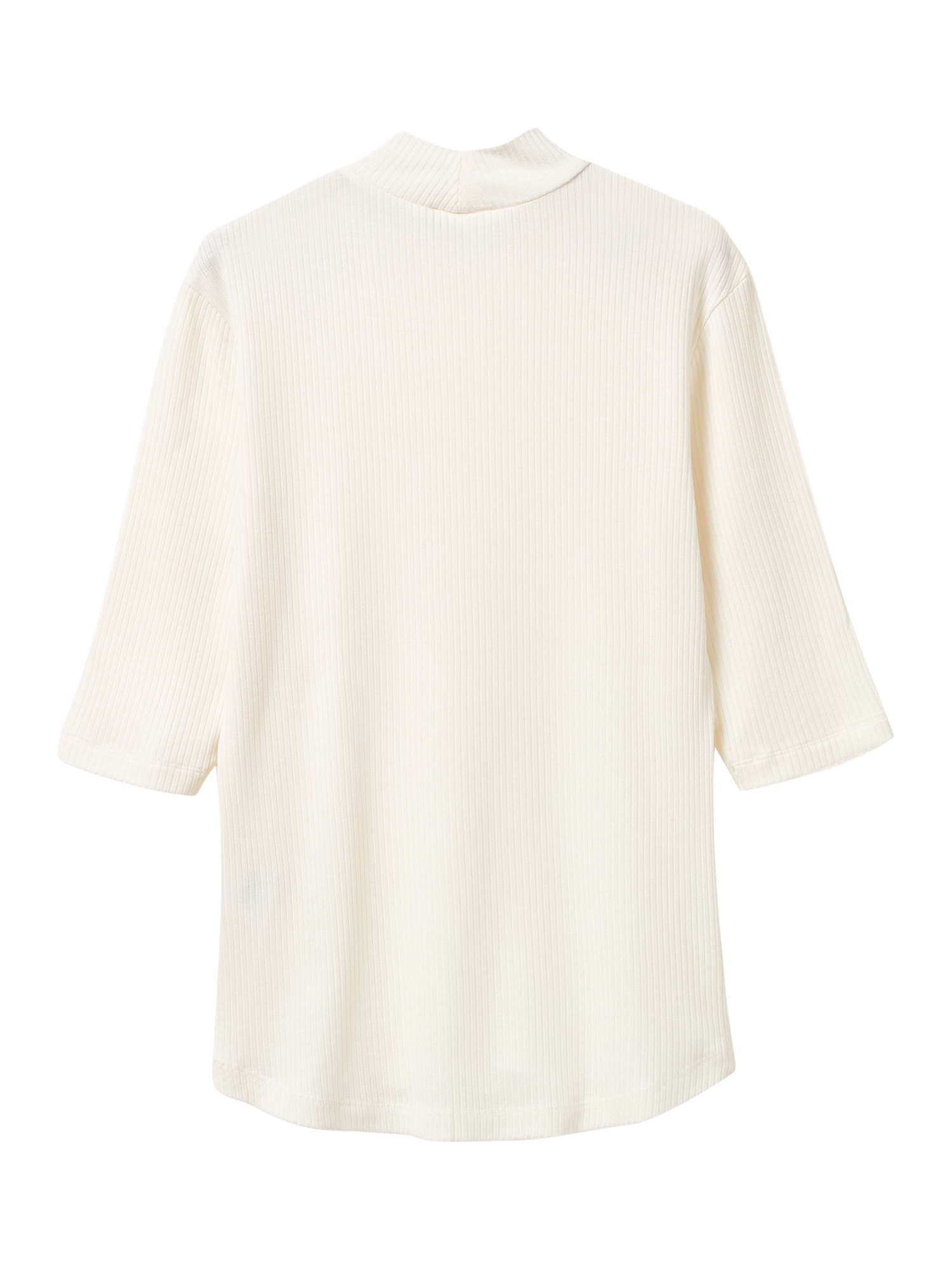 Product image 5 of 5, which shows Benetton Slim Fit High Neck Ribbed Top, White, XS