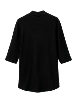 Benetton Slim Fit High Neck Ribbed Top - view 2, Black