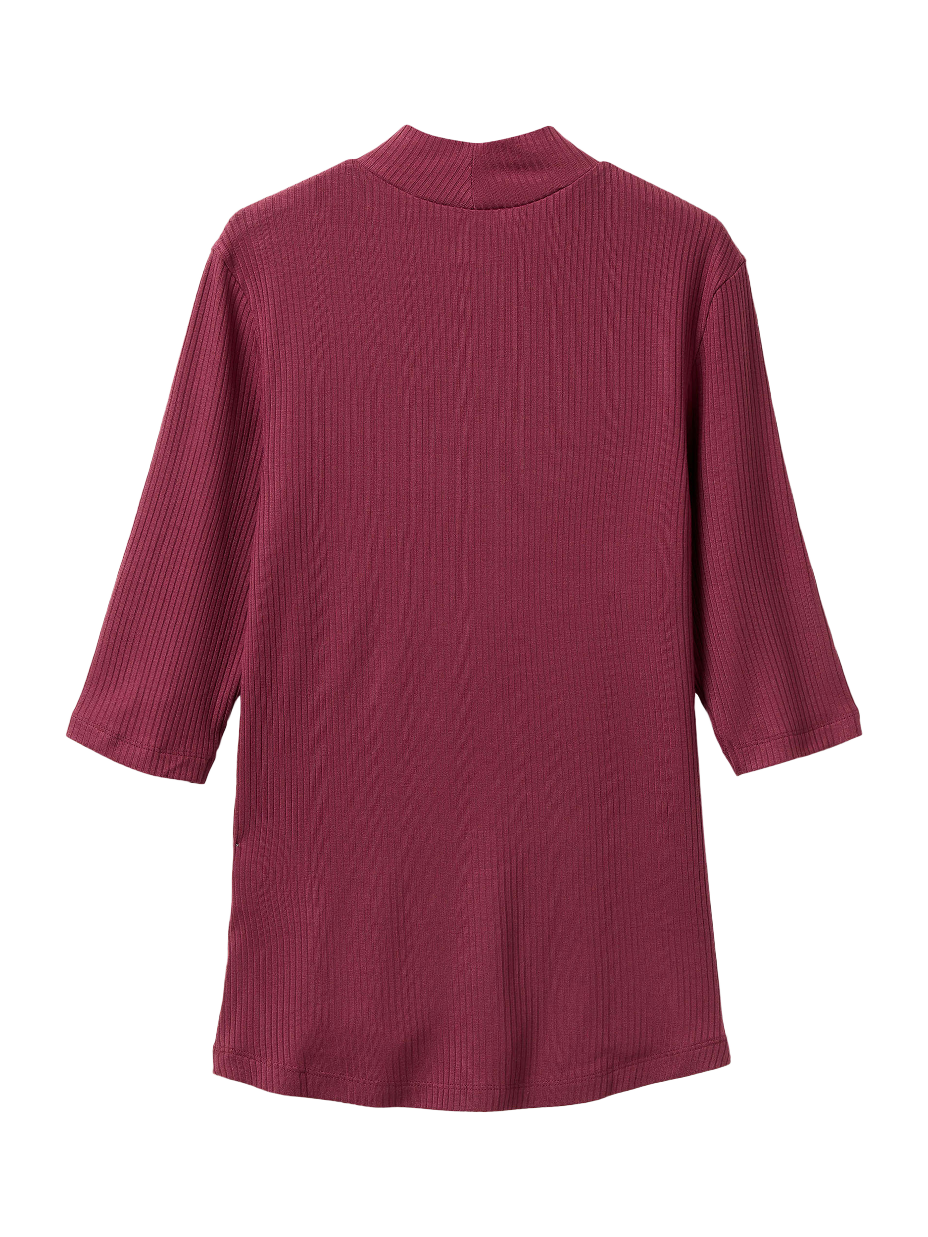 Product image 2 of 2, which shows Benetton Slim Fit High Neck Ribbed Top, Plum, XS