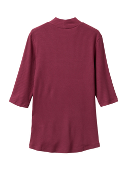 Benetton Slim Fit High Neck Ribbed Top - view 2, Plum