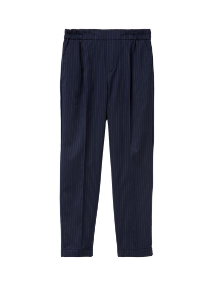 Benetton Striped Flannel Ankle Grazzer Trousers, Navy