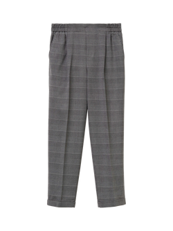 Benetton Striped Flannel Ankle Grazer Tailored Trousers, Grey/Multi