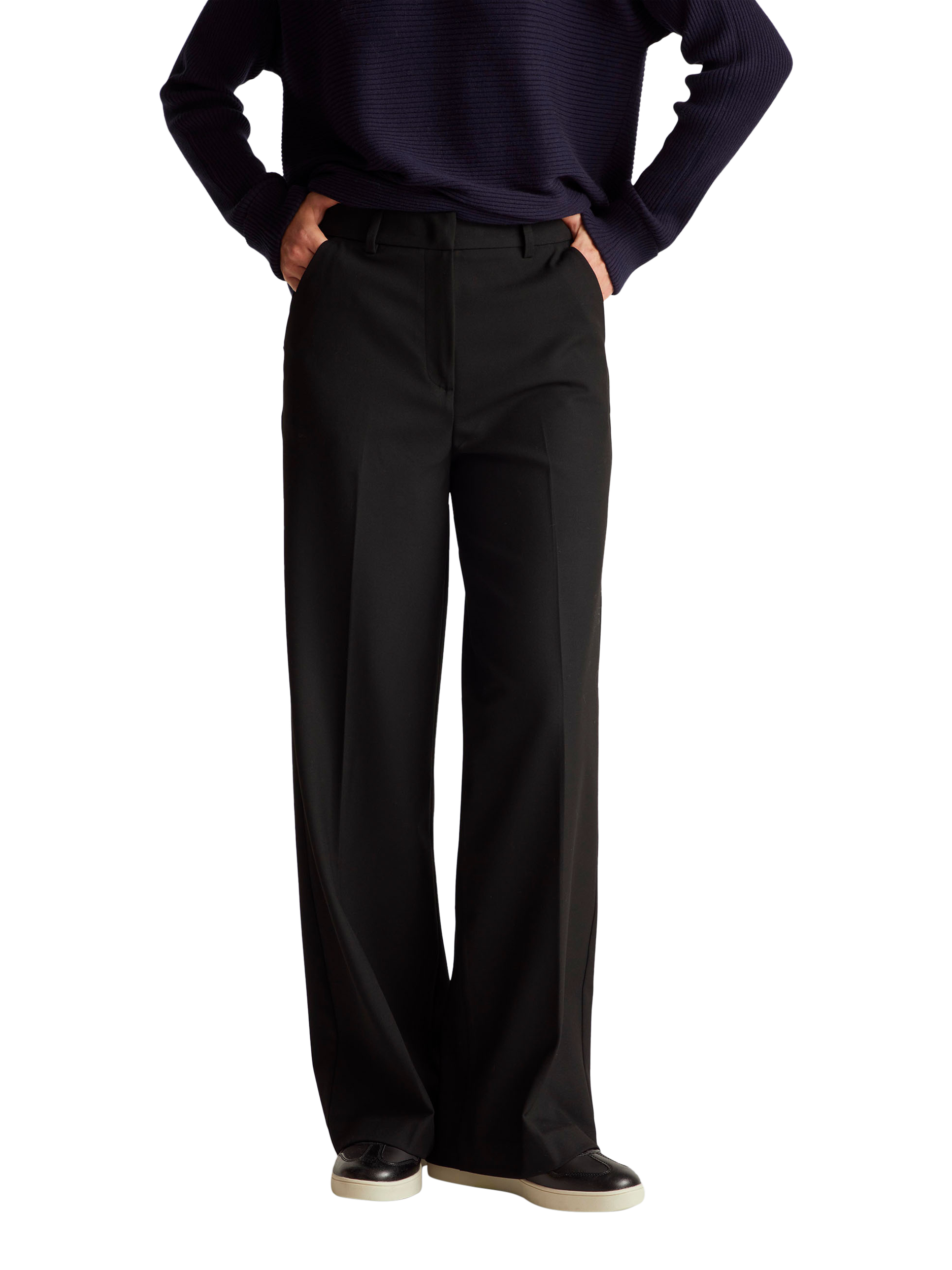 Benetton Straight Leg Wide Pleated Trousers