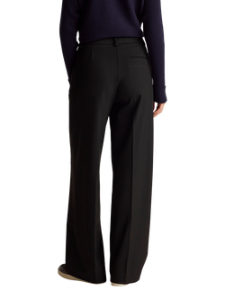 Benetton Straight Leg Wide Pleated Trousers - view 2, Black