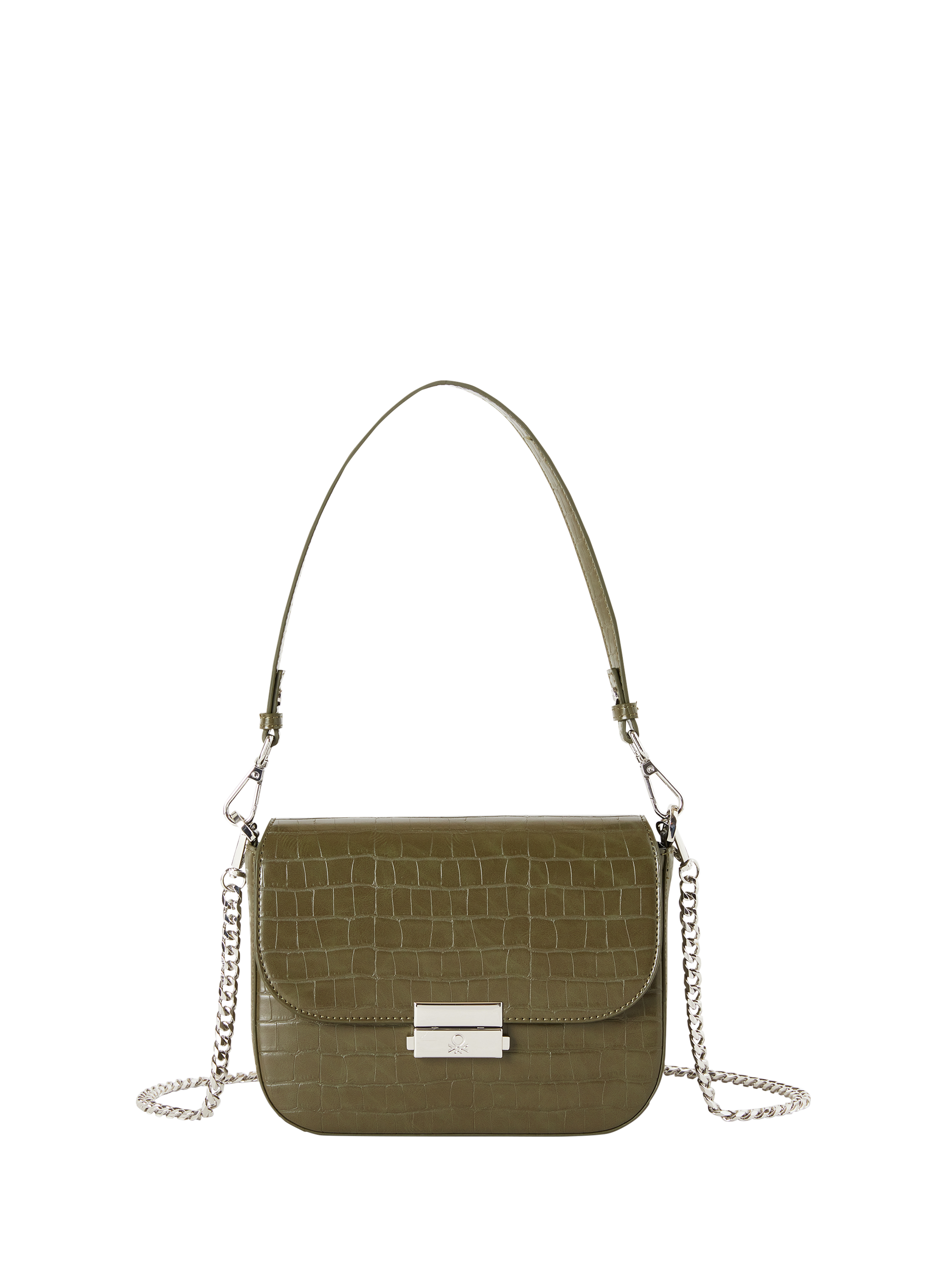 Product image 1 of 3, which shows Benetton Croc Textured Crossbody Bag, Green, One Size