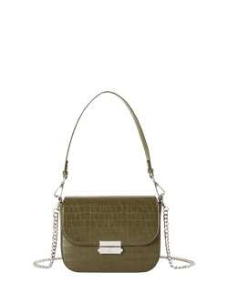 Benetton Croc Textured Crossbody Bag, Green, Green